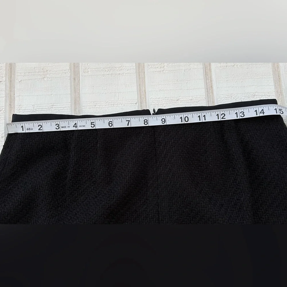 Ann Taylor Factory Boucle Pencil Skirt Lined Grosgrain Trim Black Size‎ 6